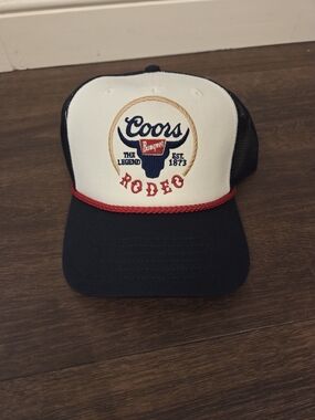 NWT Coors Rodeo Trucker Hat - Black & White with Red Trim